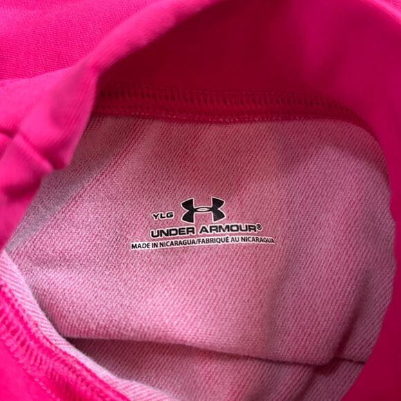 Under Armour Girls Mock Neck Long Sleeve Shirt Size Large Pink Base Layer - Picture 3 of 5